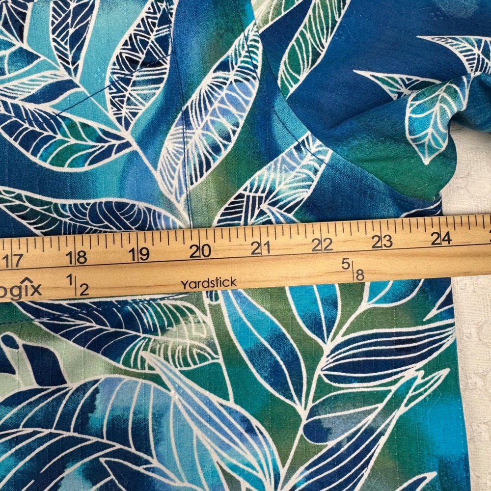Tommy Bahama TB93 Silk Tropical Hawaiian Shirt Men Large Blue Green Floral Aloha - Picture 8 of 12